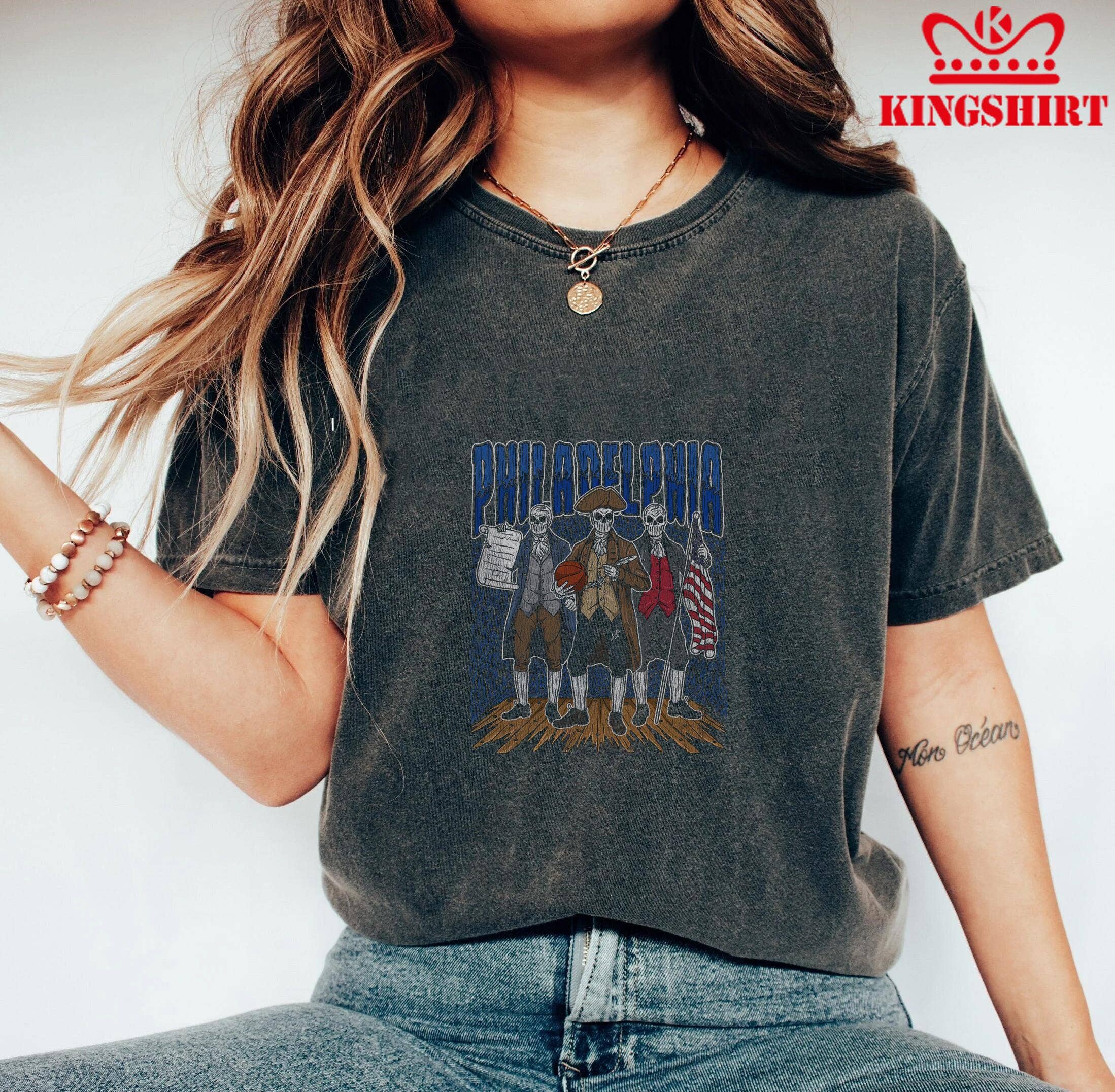 Philadelphia 76ers Revolutionary Skeletons Basketball - Adult & Kids T-Shirts, Sweatshirts & Hoodies apparel design preview 1