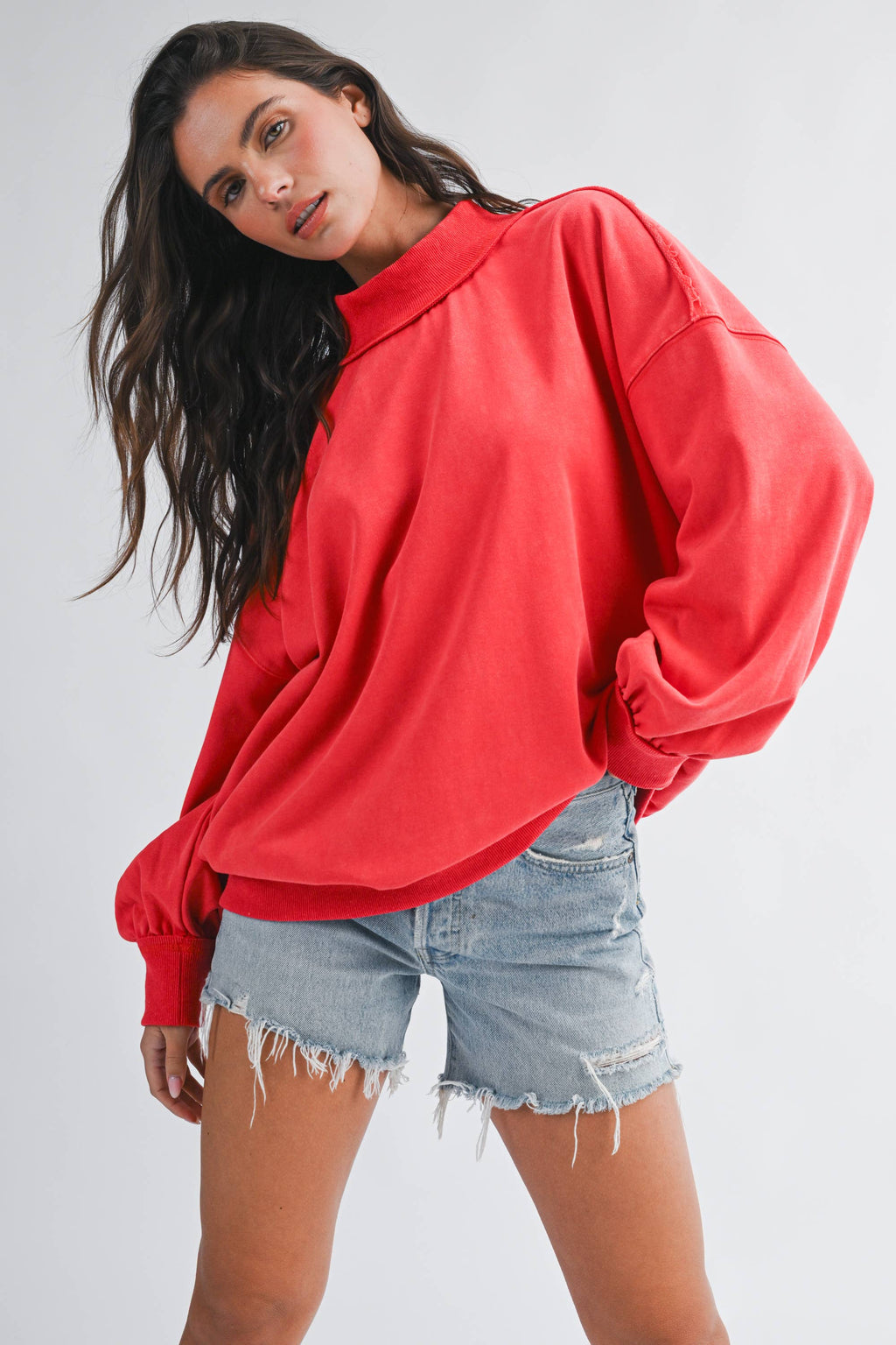 9164HK Oversized Mock Neck Washed - Adult & Kids T-Shirts, Sweatshirts & Hoodies apparel design preview 1