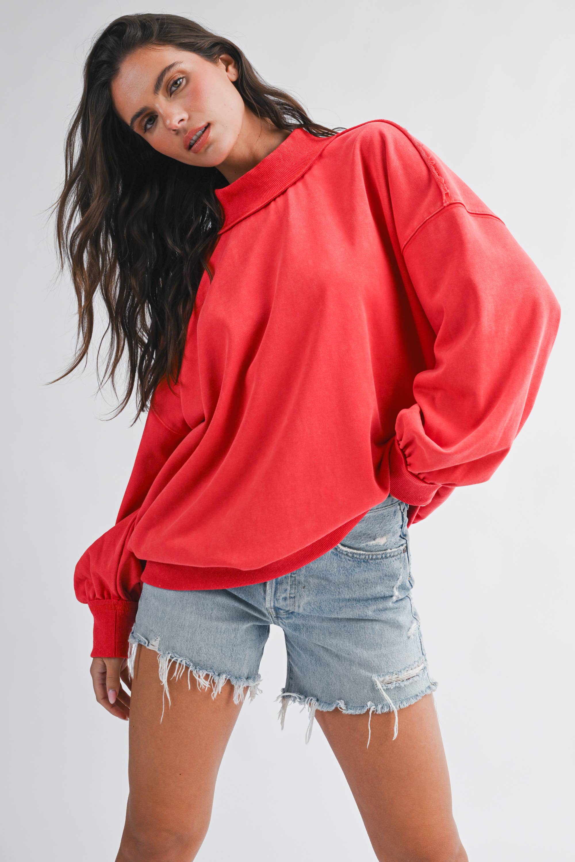 9164HK Oversized Mock Neck Washed - Adult & Kids T-Shirts, Sweatshirts & Hoodies apparel design preview 1