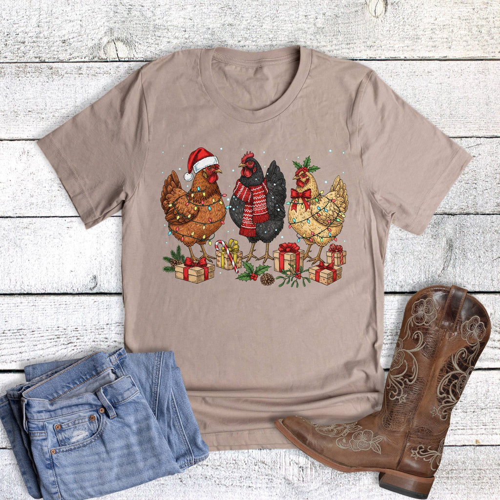 Christmas Chickens with Presents Graphic - Adult & Kids T-Shirts, Sweatshirts & Hoodies apparel design preview 1