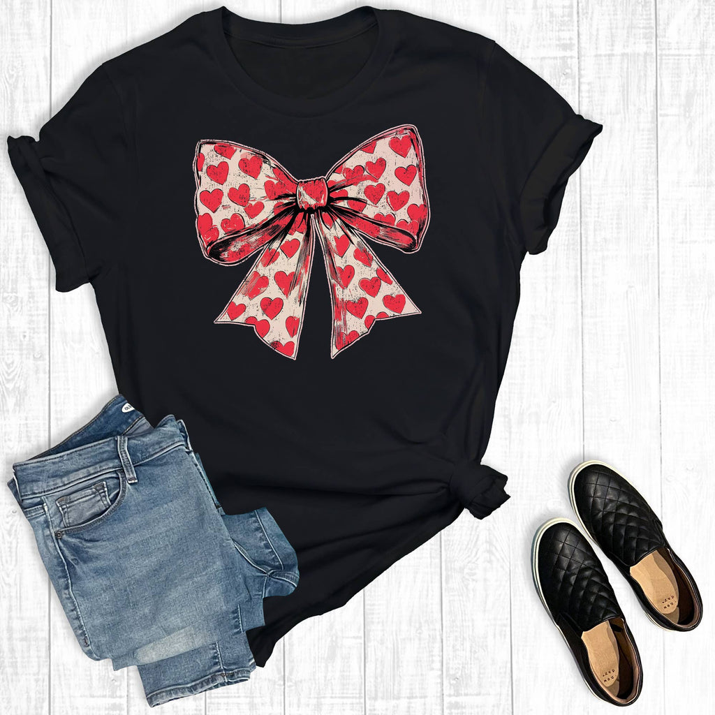Valentines Heart Bow Graphic - Adult & Kids T-Shirts, Sweatshirts & Hoodies apparel design preview 1
