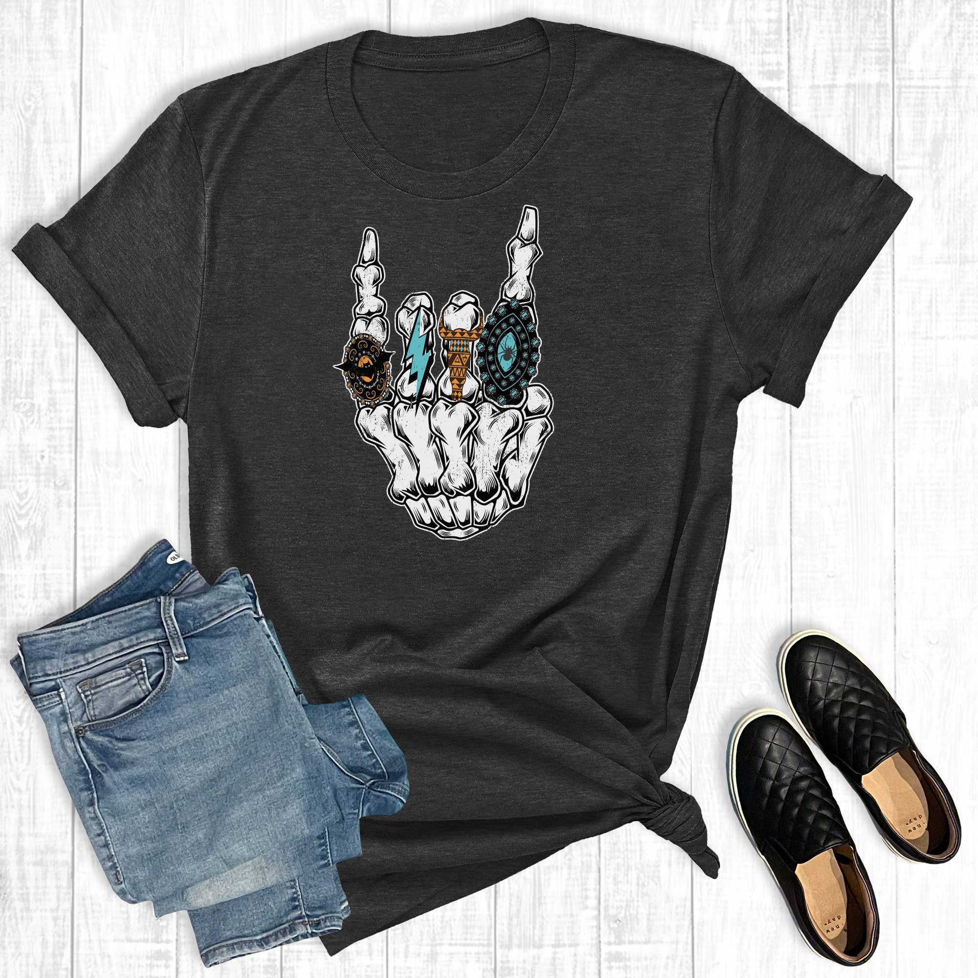 Western Halloween Turquoise Rock and Roll Graphic - Adult & Kids T-Shirts, Sweatshirts & Hoodies apparel design preview 1