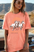 Women Horse Graphic Print Mineral Wash Loose Top - Adult & Kids T-Shirts, Sweatshirts & Hoodies apparel design preview 1