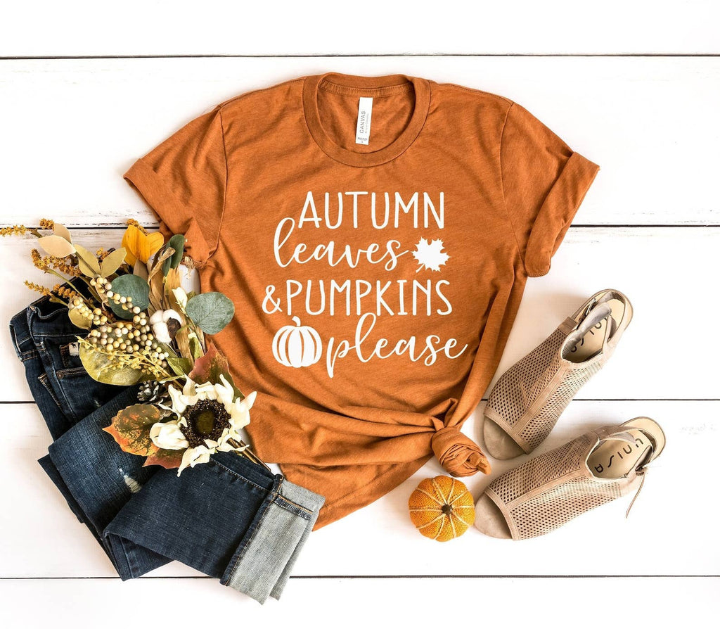 Autumn Leaves and Pumpkins Please - Adult & Kids T-Shirts, Sweatshirts & Hoodies apparel design preview 1