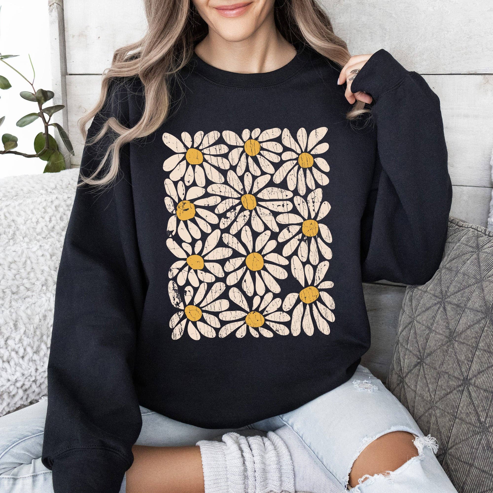 Vintage Daisies, Floral Design, Flowers - Adult & Kids T-Shirts, Sweatshirts & Hoodies apparel design preview 1