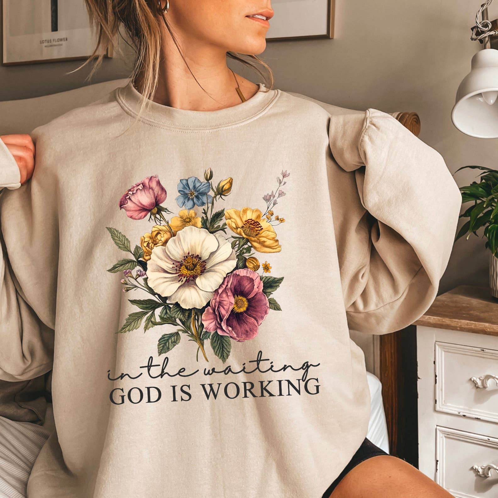 In the Waiting Christian Graphic - Adult & Kids T-Shirts, Sweatshirts & Hoodies apparel design preview 1