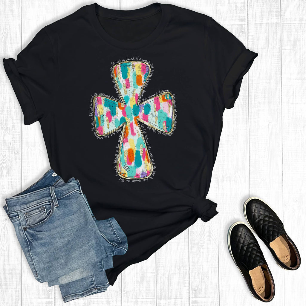 Faith Colorful Doodle Cross Graphic - Adult & Kids T-Shirts, Sweatshirts & Hoodies apparel design preview 1