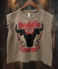 Saddle Up Cowboy Boxy Midriff Muscle Top - Adult & Kids T-Shirts, Sweatshirts & Hoodies apparel design preview 1