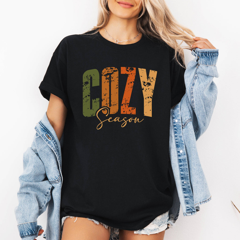 Cozy Season, Fall Vibes, Retro Varsity Autumn Pumpkin - Adult & Kids T-Shirts, Sweatshirts & Hoodies apparel design preview 1