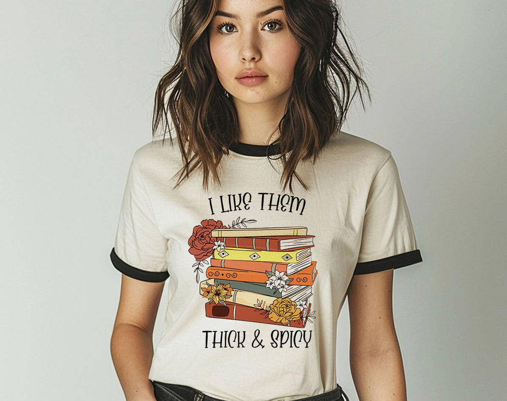 I Like Them Thick Spicy Romance Book Ringer - Adult & Kids T-Shirts, Sweatshirts & Hoodies apparel design preview 1