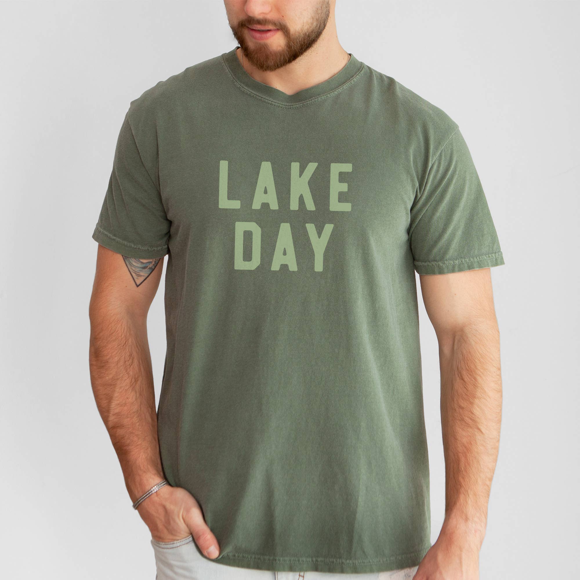 Lake Day Garment Dyed Varsity Summer Graphic - Adult & Kids T-Shirts, Sweatshirts & Hoodies apparel design preview 1