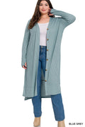 .....SI-21705 Plus Size Ribbed Long Cardigan - Adult & Kids T-Shirts, Sweatshirts & Hoodies apparel design preview 1