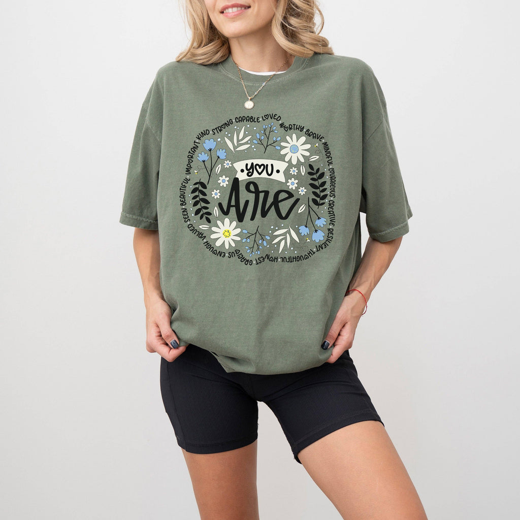 Positivity Self Care Retro Floral - Adult & Kids T-Shirts, Sweatshirts & Hoodies apparel design preview 1