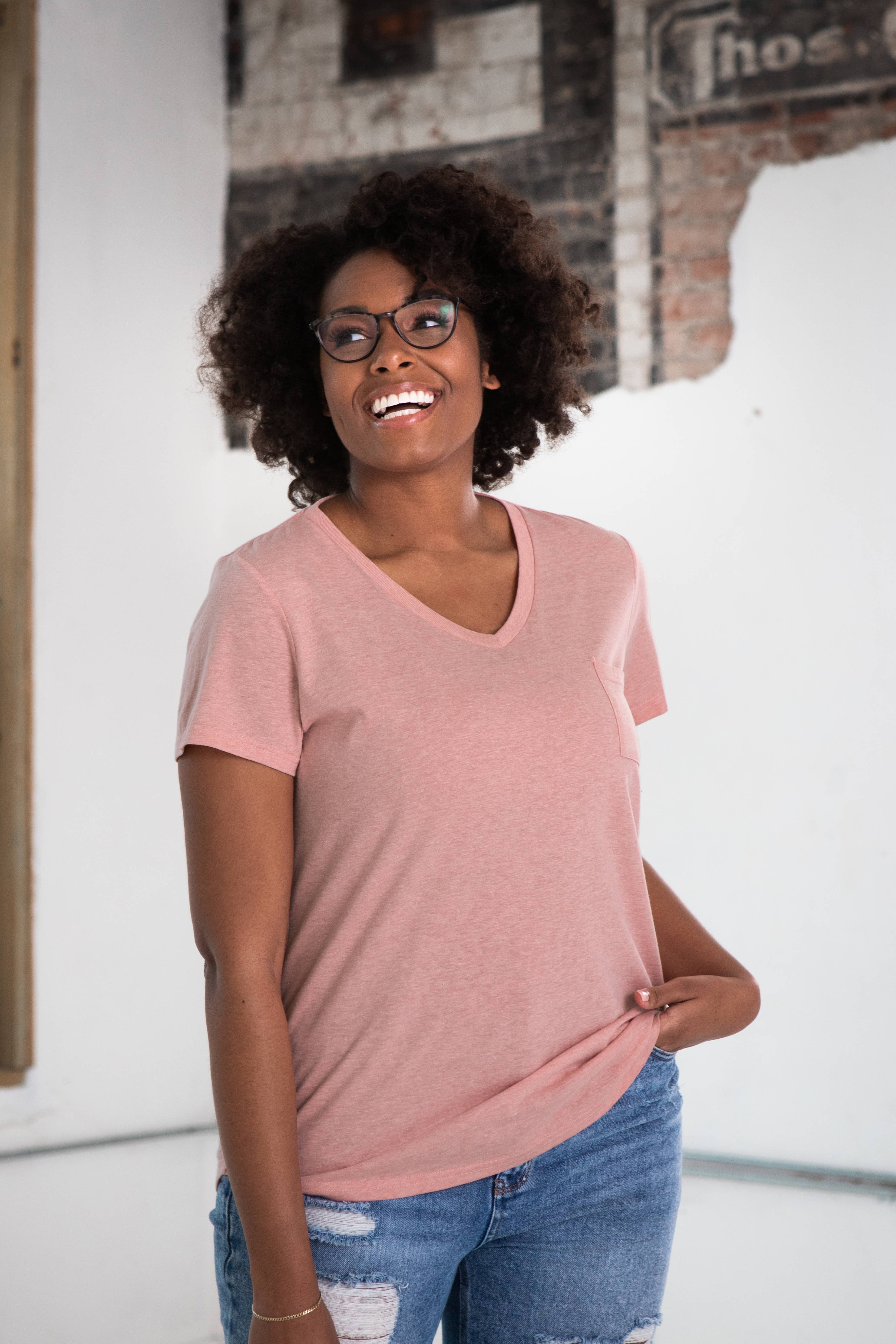 Ladies Drop Hem V-Neck Pocket - Adult & Kids T-Shirts, Sweatshirts & Hoodies apparel design preview 1