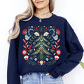 Christmas Tree Folk Art, Scandinavian Floral - Adult & Kids T-Shirts, Sweatshirts & Hoodies apparel design preview 1