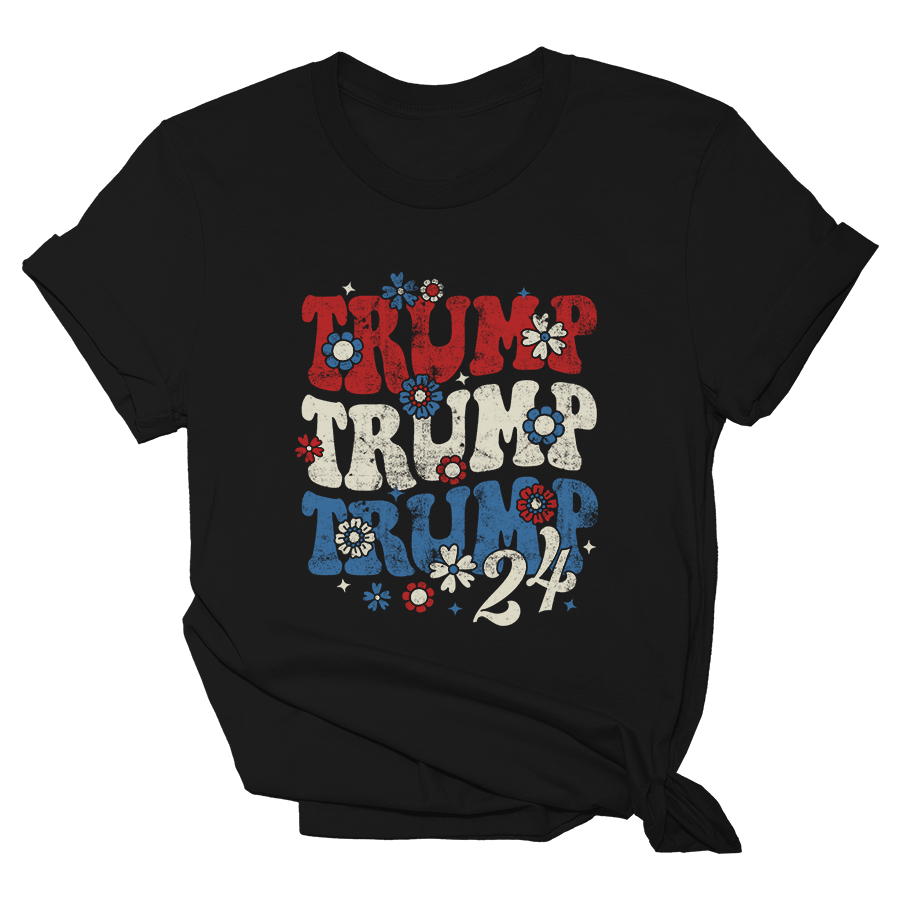 Trump 24 Flower Power Black Womens - Adult & Kids T-Shirts, Sweatshirts & Hoodies apparel design preview 1