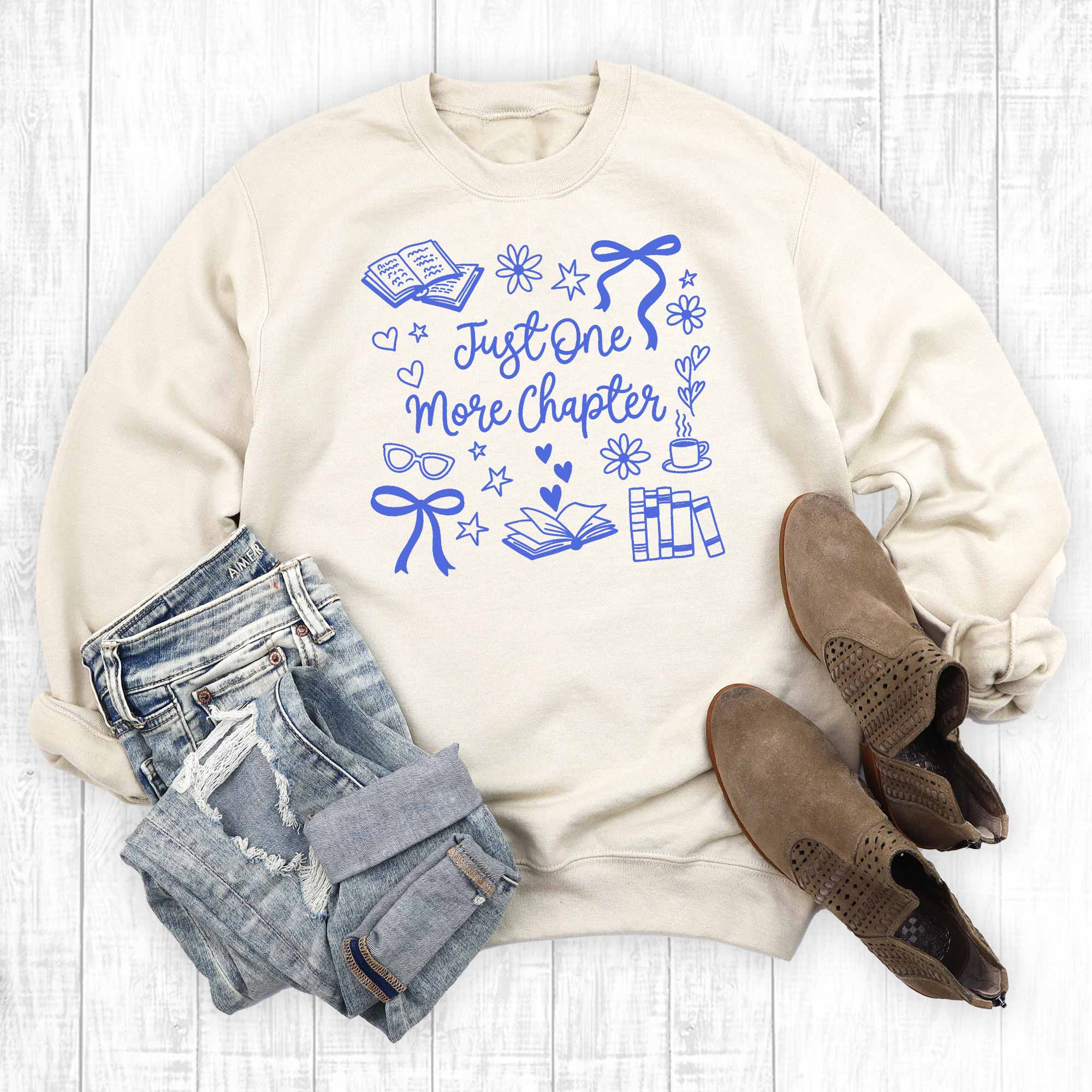 Funny Reading Just One More Chapter Graphic - Adult & Kids T-Shirts, Sweatshirts & Hoodies apparel design preview 1