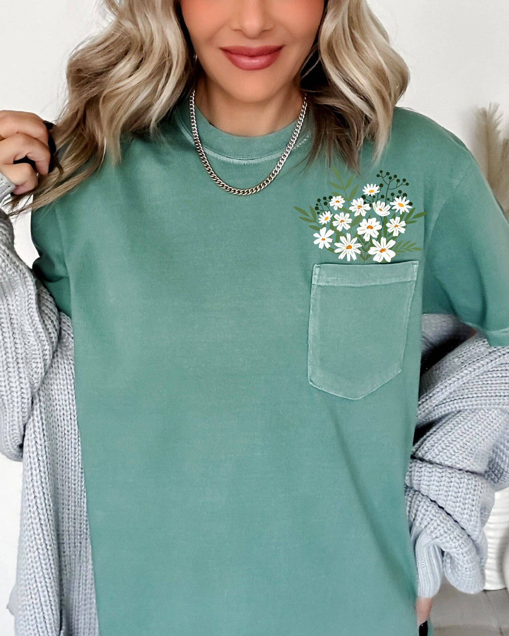 Floral Pocket, Vintage Flowers, Boho, Gardening - Adult & Kids T-Shirts, Sweatshirts & Hoodies apparel design preview 1