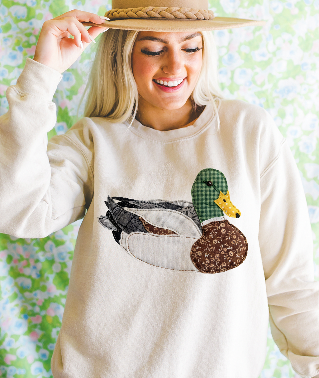 Grannys Faux Patchwork Mallard Cream - Adult & Kids T-Shirts, Sweatshirts & Hoodies apparel design preview 1