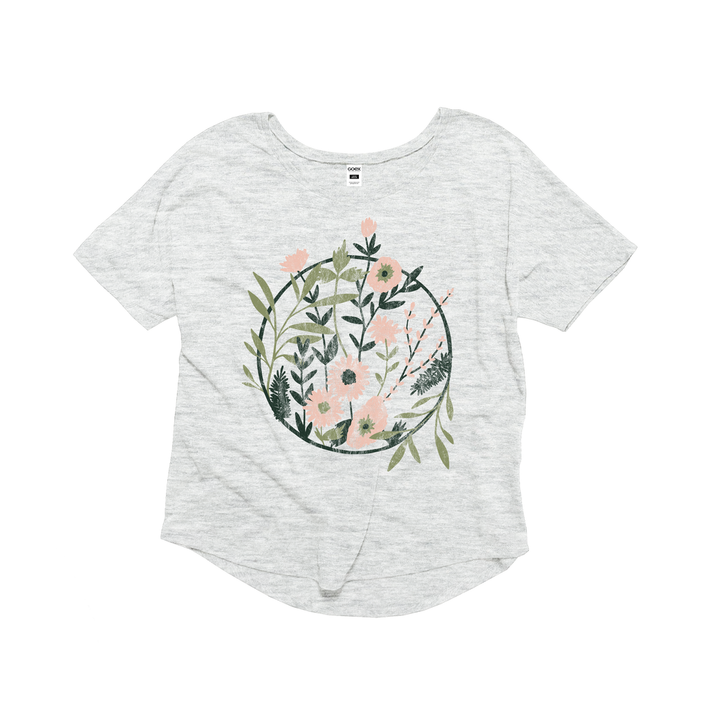 Floral Hoop Flowy Graphic Vintage White 24pk - Adult & Kids T-Shirts, Sweatshirts & Hoodies apparel design preview 1