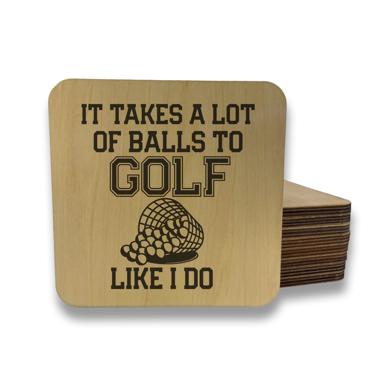 It Takes A Lot of Balls To Golf Magnet/Drink Coaster - Adult & Kids T-Shirts, Sweatshirts & Hoodies apparel design preview 1