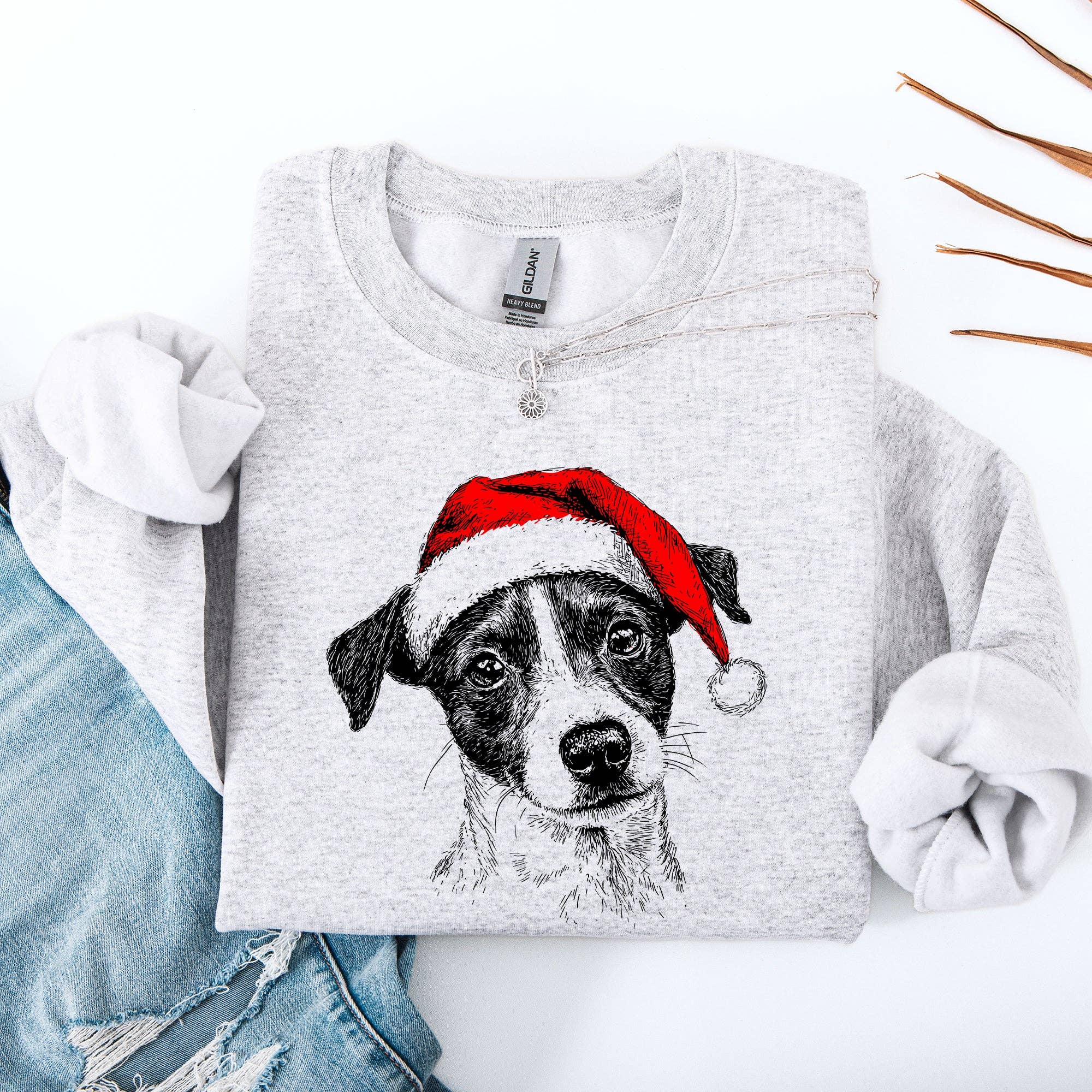 Jack Russell, Santa, Terrier Dog, Christmas, Pet - Adult & Kids T-Shirts, Sweatshirts & Hoodies apparel design preview 1