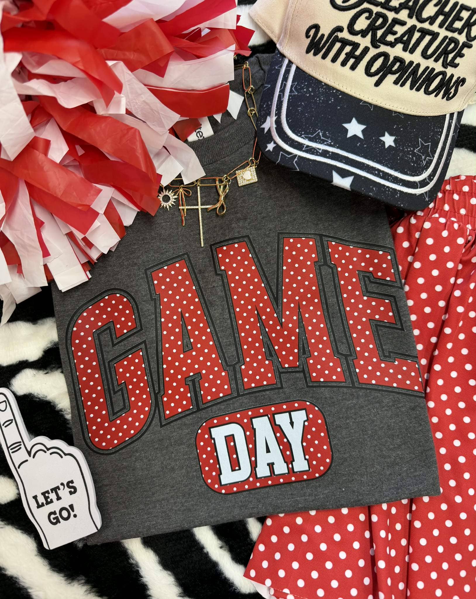 Game Day Red Polka Dots - Adult & Kids T-Shirts, Sweatshirts & Hoodies apparel design preview 1