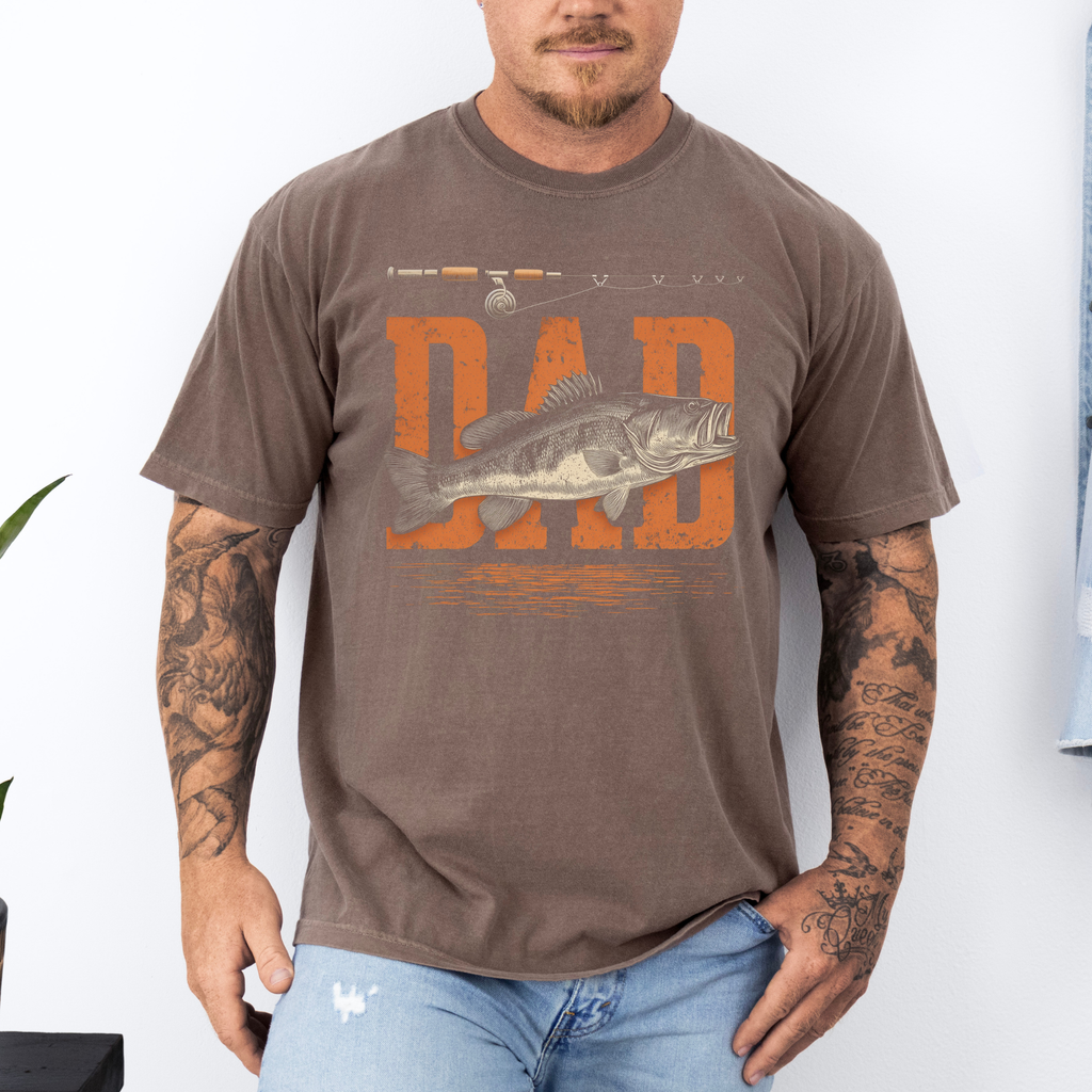 Fathers Day: Fishing Dad On Espresso Comfort Colors - Adult & Kids T-Shirts, Sweatshirts & Hoodies apparel design preview 1