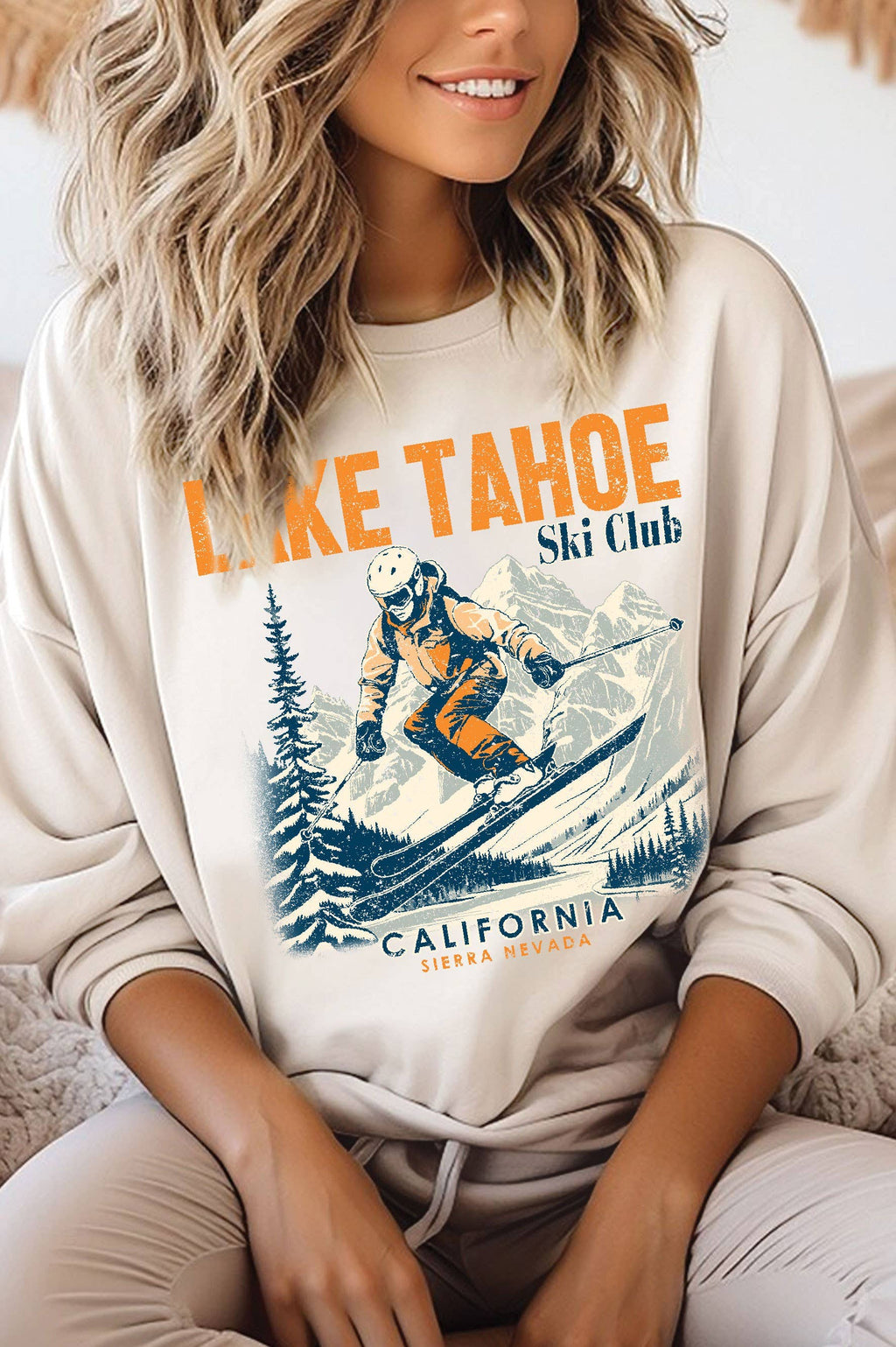 Lake Tahoe Ski Club Graphic Brushed - Adult & Kids T-Shirts, Sweatshirts & Hoodies apparel design preview 1