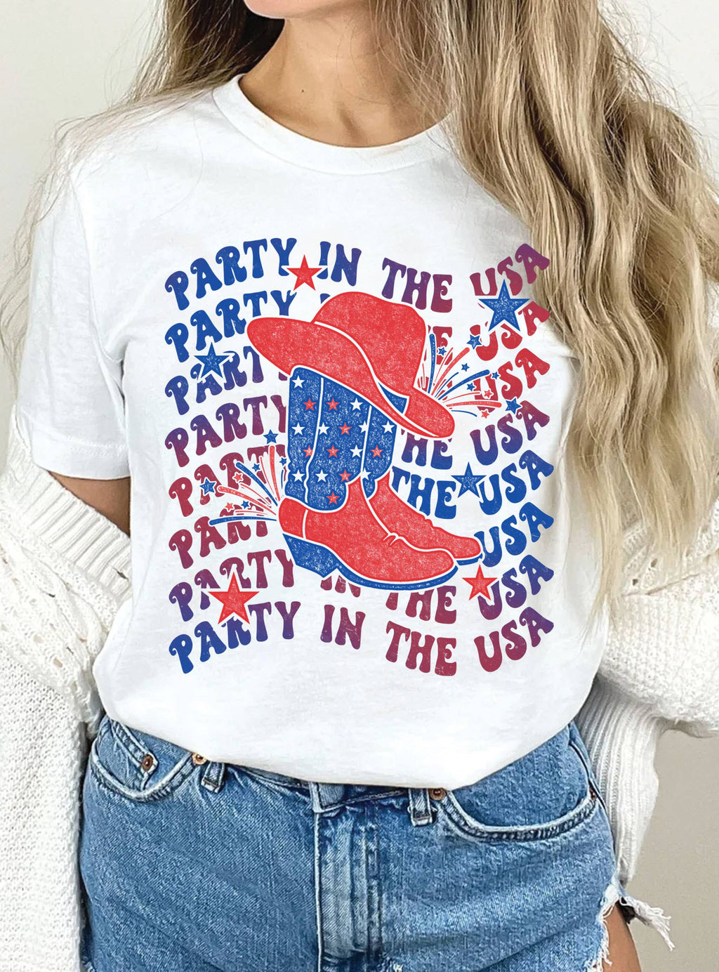 Party in the USA Boots Graphic - Adult & Kids T-Shirts, Sweatshirts & Hoodies apparel design preview 1