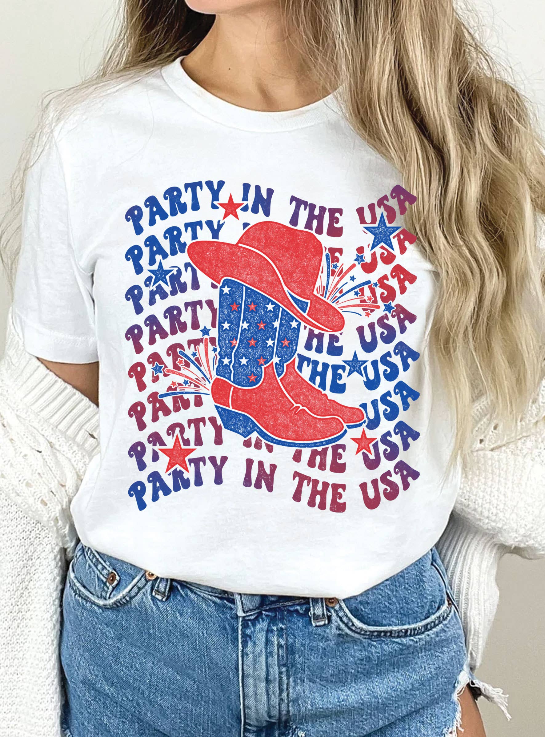 Party in the USA Boots Graphic - Adult & Kids T-Shirts, Sweatshirts & Hoodies apparel design preview 1