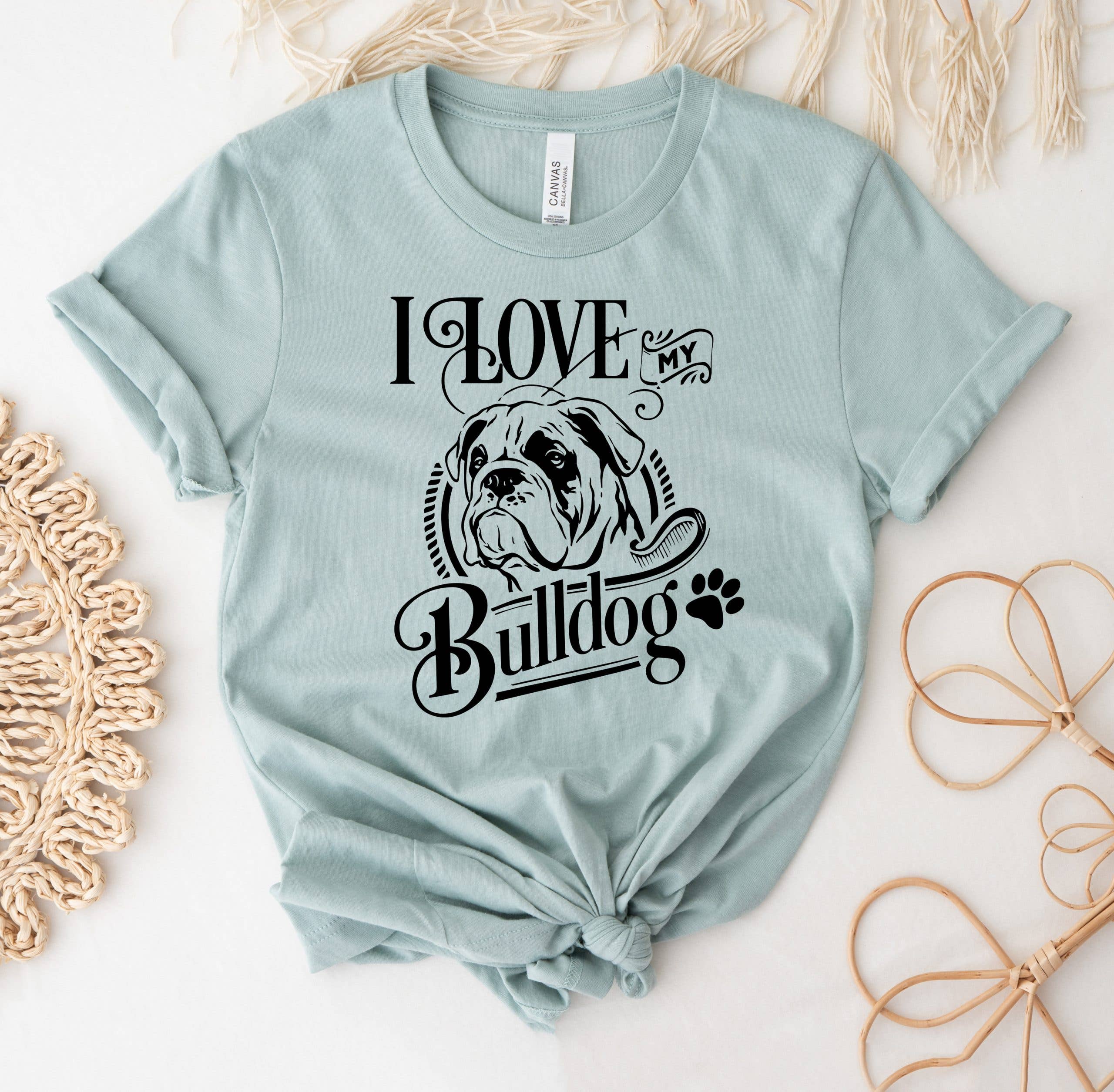 I Love My Bulldog - Adult & Kids T-Shirts, Sweatshirts & Hoodies apparel design preview 1