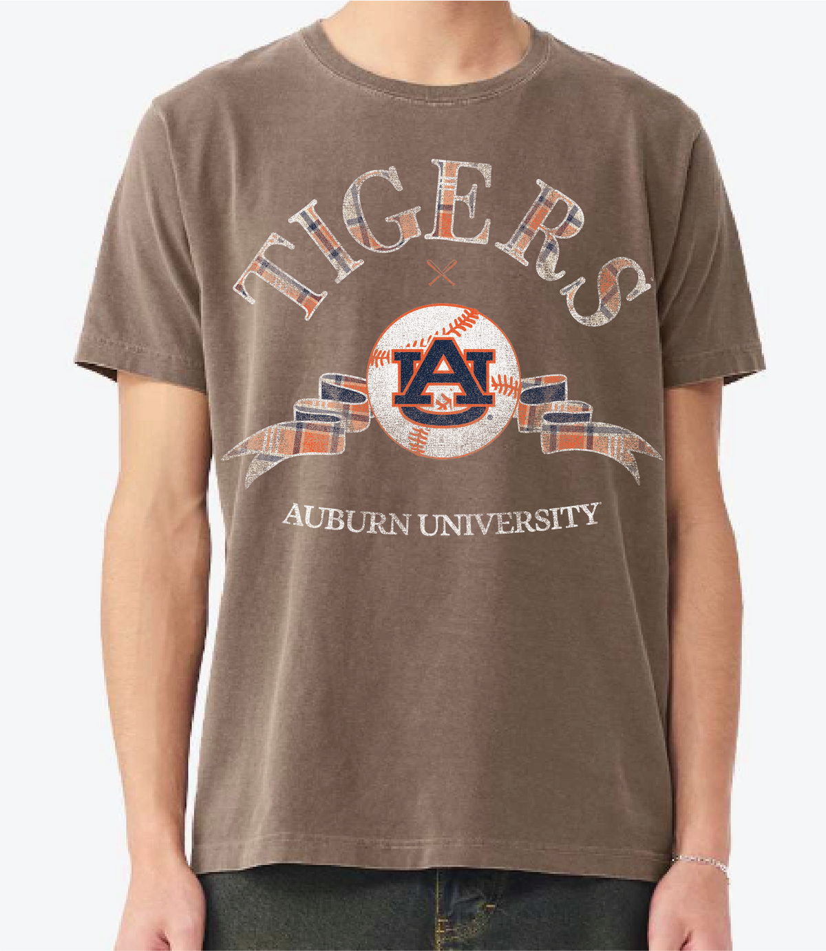 Auburn Tigers Heritage Baseball Brown Comfort Colors - Adult & Kids T-Shirts, Sweatshirts & Hoodies apparel design preview 1