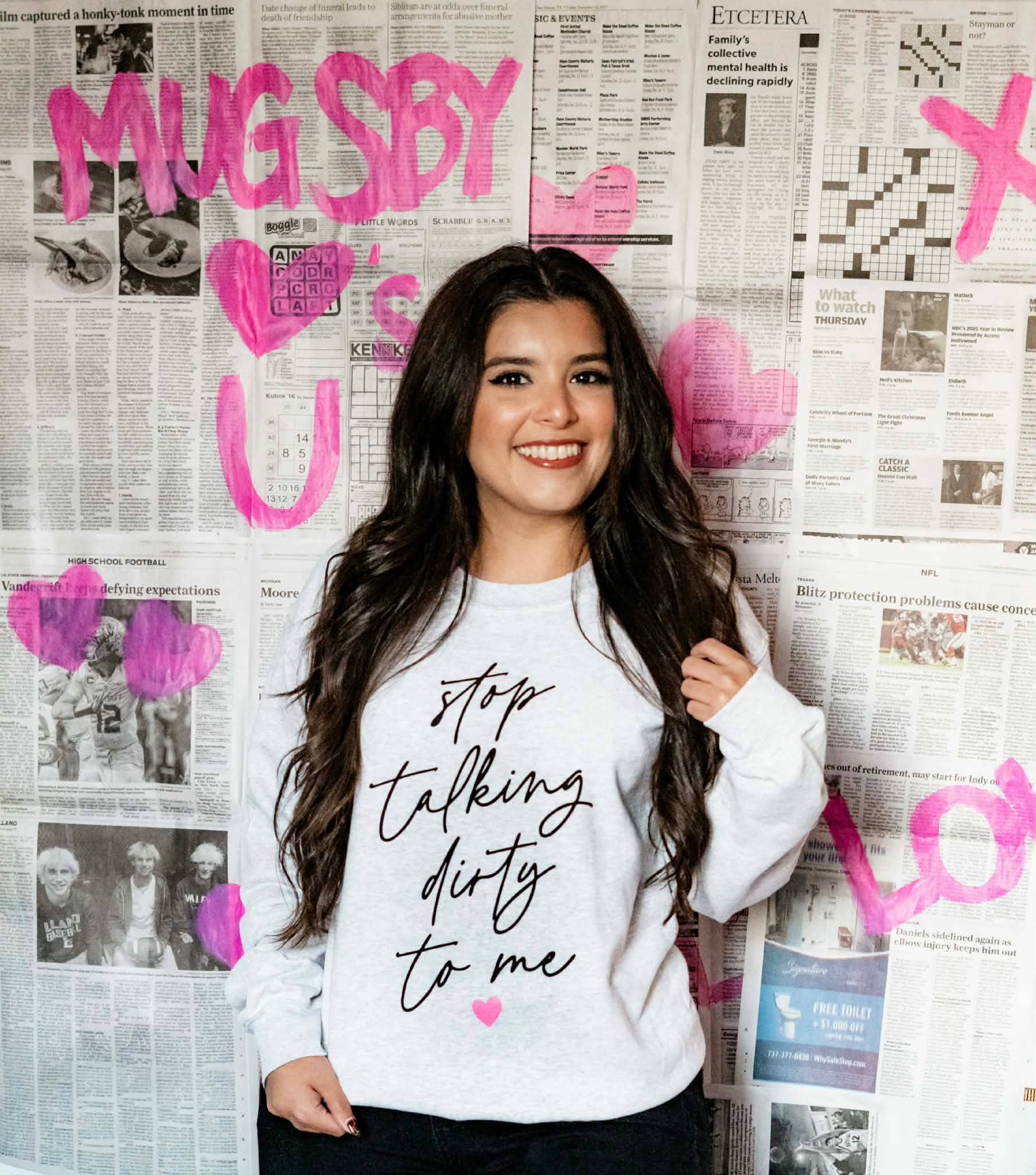 Valentine's Day Crewneck Stop Talking Dirty - Adult & Kids T-Shirts, Sweatshirts & Hoodies apparel design preview 1