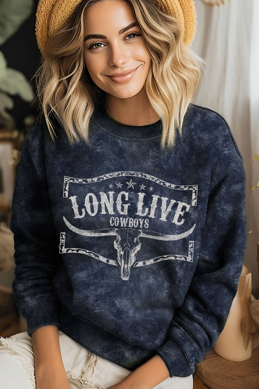 Long Live Cowboy Cowskull Mineral Graphic Brushed - Adult & Kids T-Shirts, Sweatshirts & Hoodies apparel design preview 1