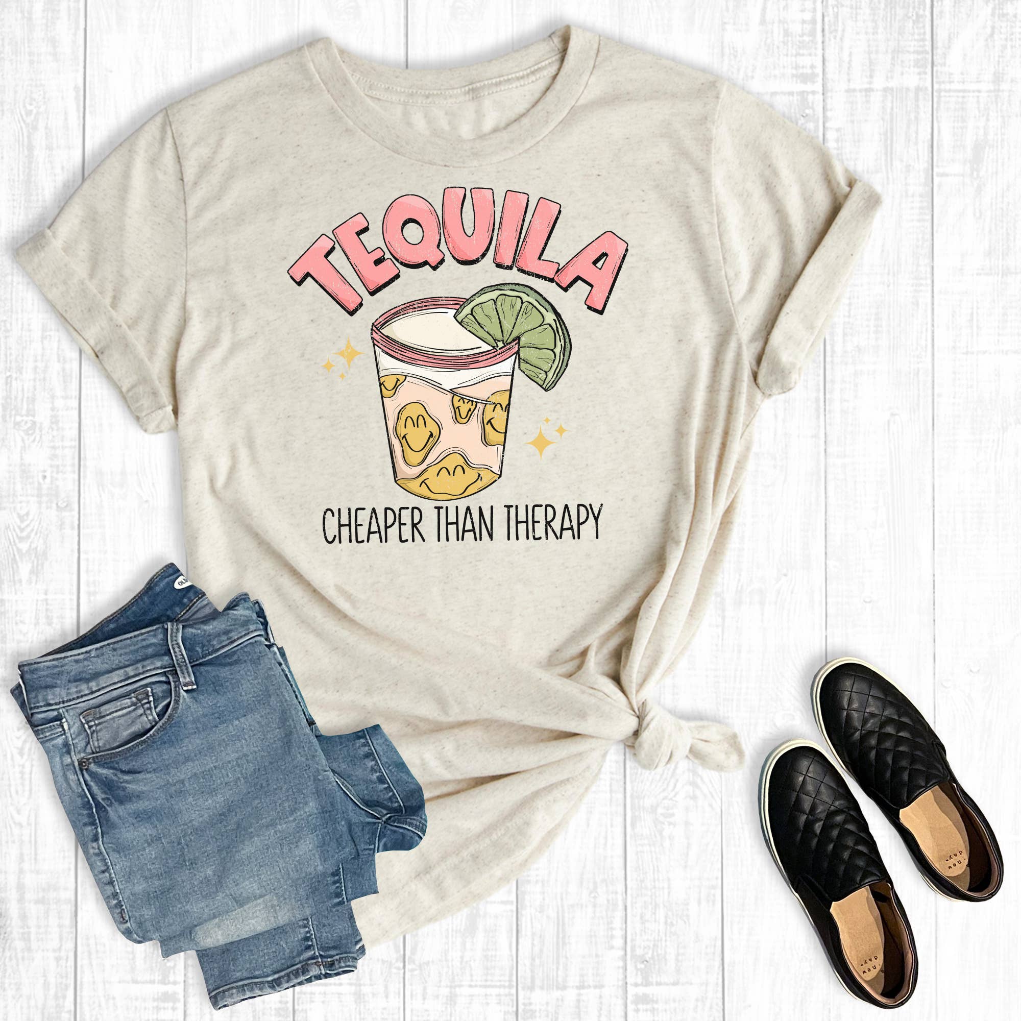 Tequila Cheaper Than Therapy Graphic - Adult & Kids T-Shirts, Sweatshirts & Hoodies apparel design preview 1