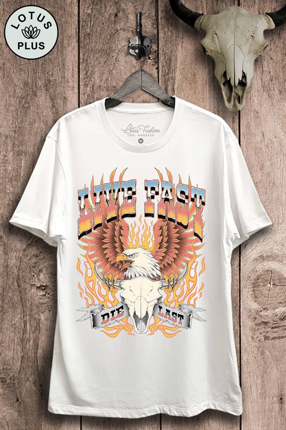 Live Fast Die Last Eagle Cow Skull Graphic Top - Adult & Kids T-Shirts, Sweatshirts & Hoodies apparel design preview 1