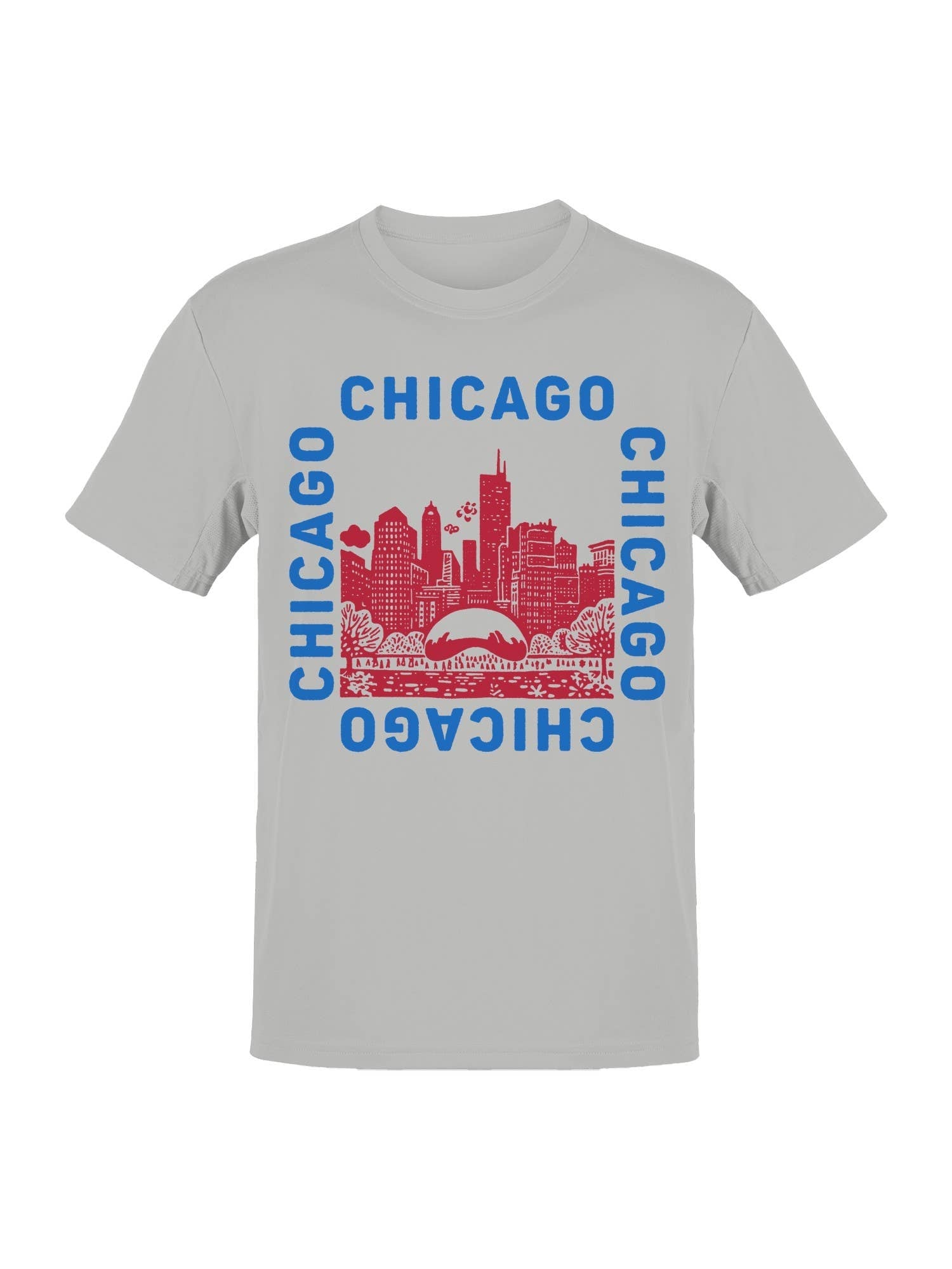 Chicago Skyline Red-Blue Illustration Men's - Adult & Kids T-Shirts, Sweatshirts & Hoodies apparel design preview 1