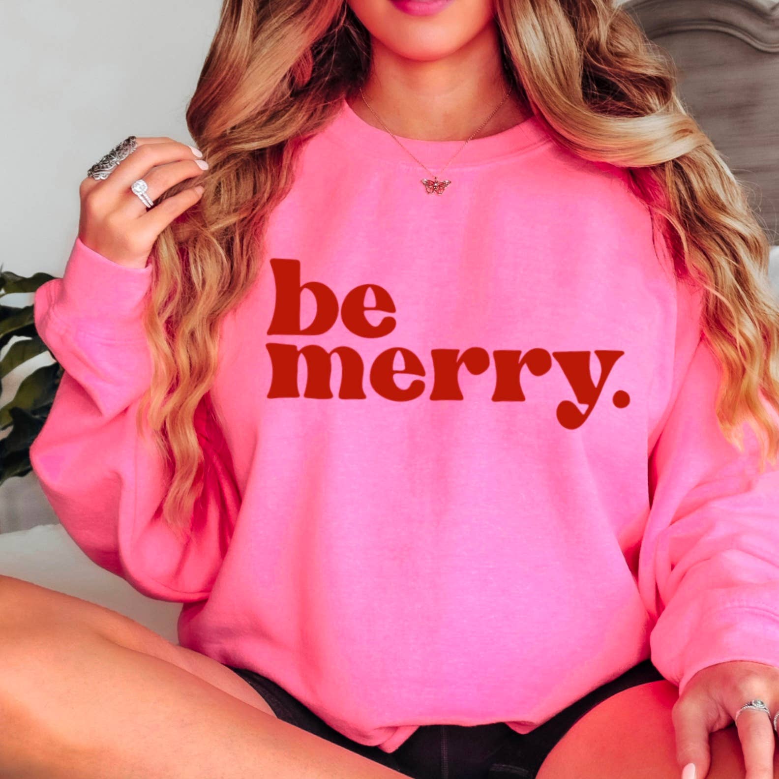 Be Merry Christmas Crewneck Sweater - Adult & Kids T-Shirts, Sweatshirts & Hoodies apparel design preview 1