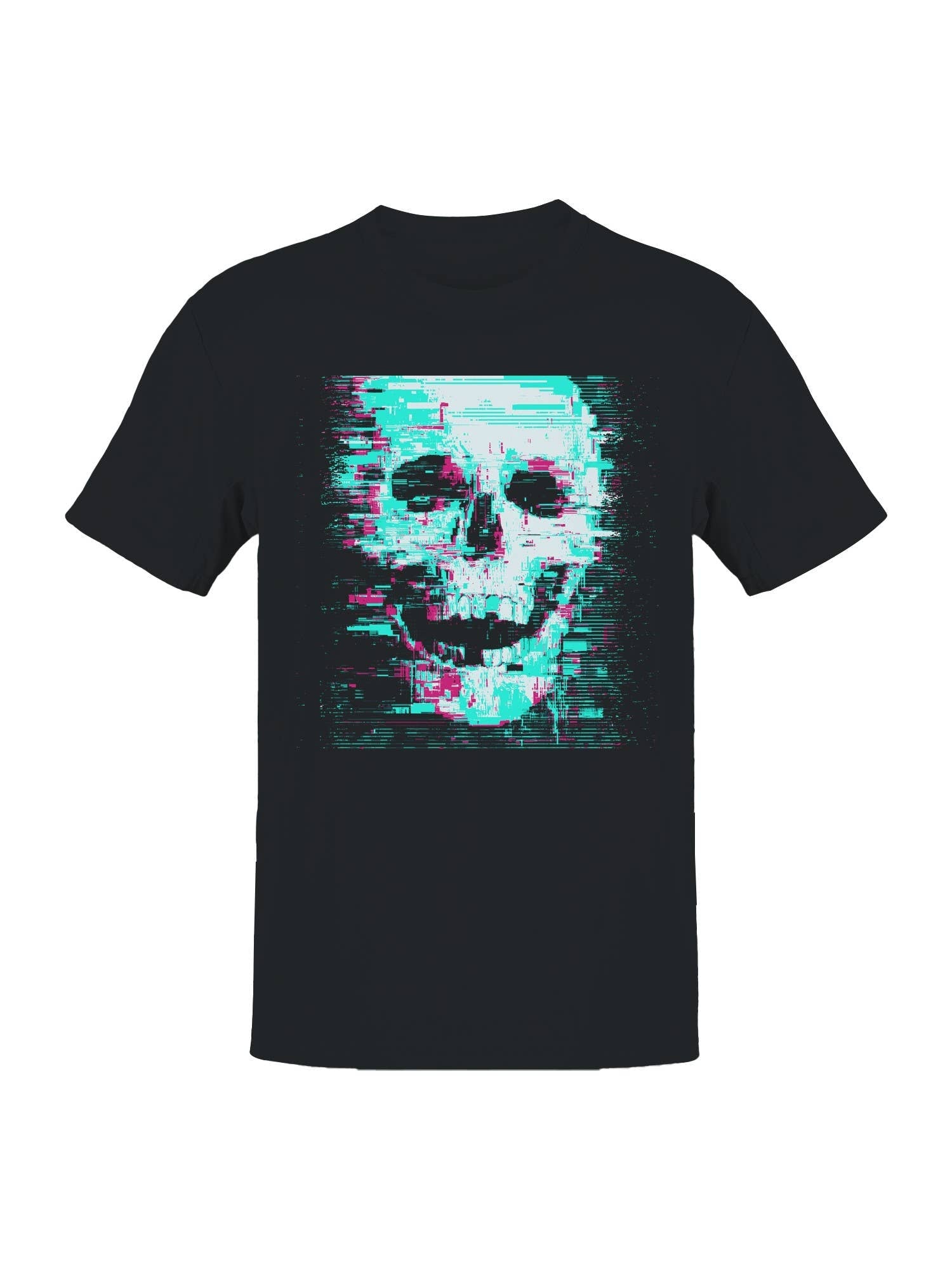 Glitch Skull Cyberpunk Art Men's - Adult & Kids T-Shirts, Sweatshirts & Hoodies apparel design preview 1