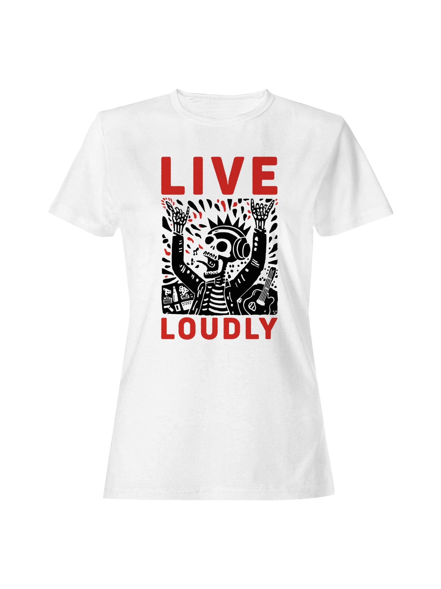 Live Loudly Skeleton Headphones Women's - Adult & Kids T-Shirts, Sweatshirts & Hoodies apparel design preview 1