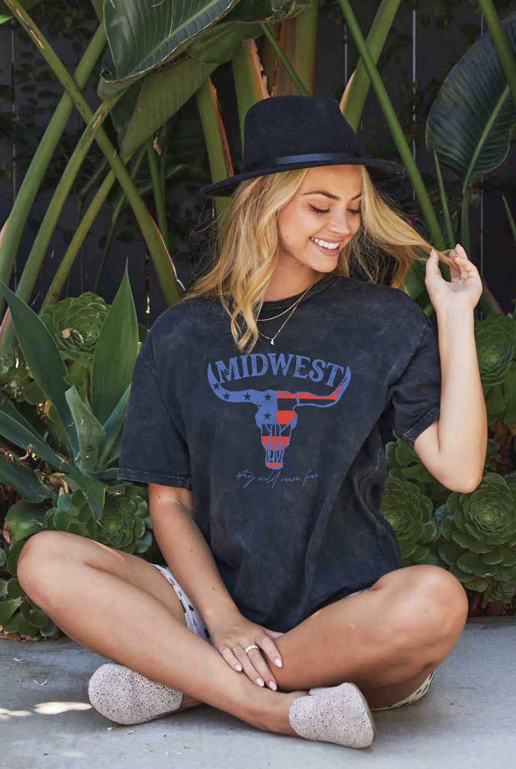 Midwest Stay Wild Roam Free Mineral Washed Graphic - Adult & Kids T-Shirts, Sweatshirts & Hoodies apparel design preview 1