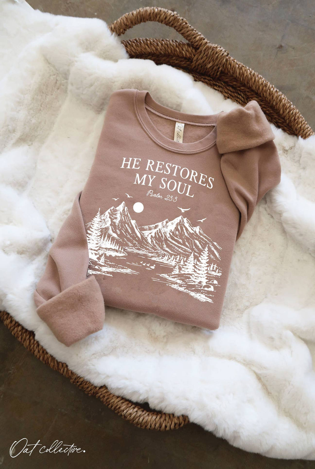 He Restores My Soul Psalm 23:3 Graphic - Adult & Kids T-Shirts, Sweatshirts & Hoodies apparel design preview 1
