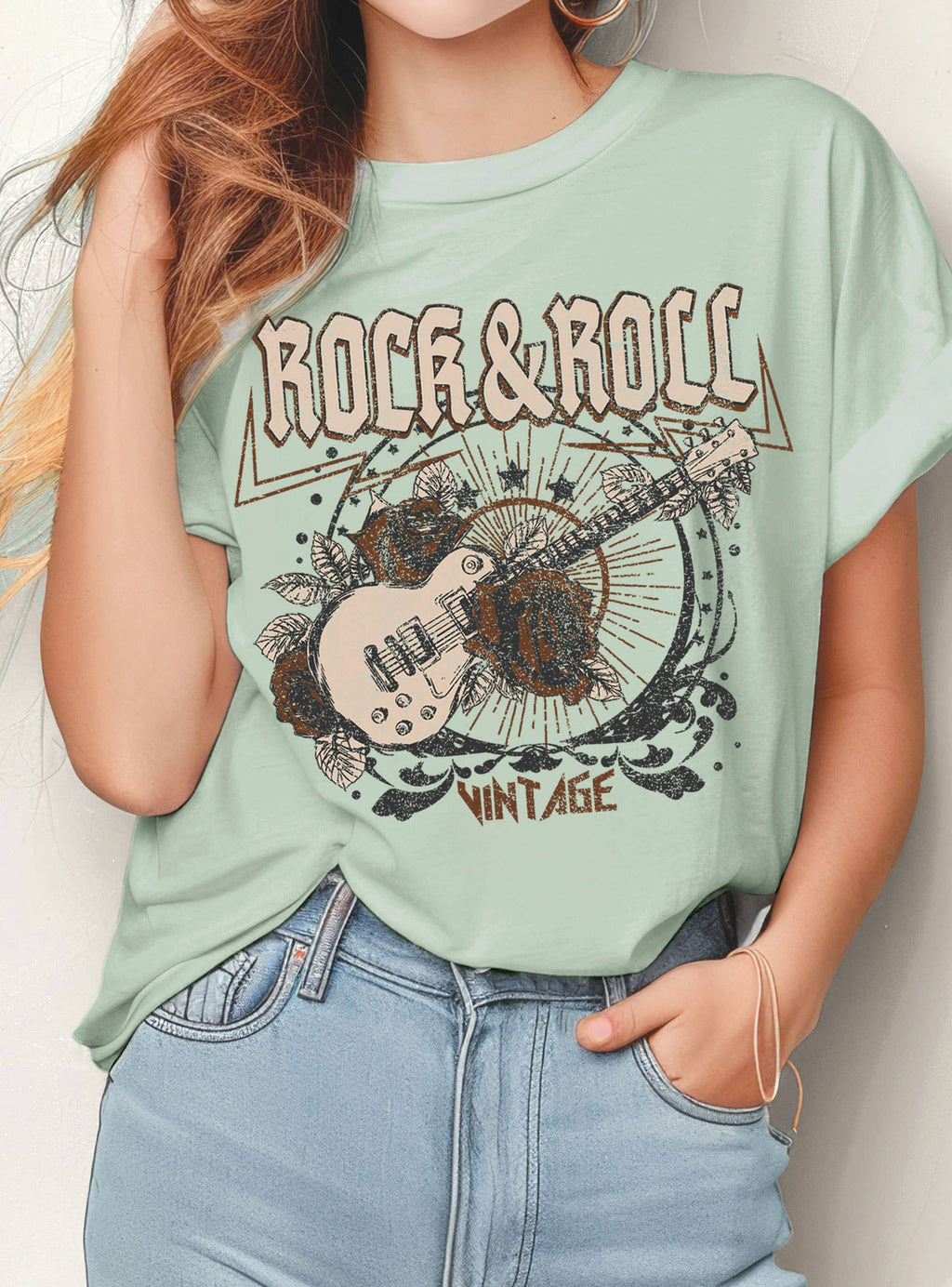Rock and Roll Vintage Guitar Graphic - Adult & Kids T-Shirts, Sweatshirts & Hoodies apparel design preview 1