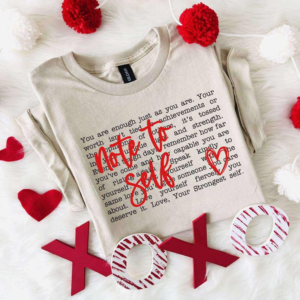 Black Font Note To Self Heart - Adult & Kids T-Shirts, Sweatshirts & Hoodies apparel design preview 1