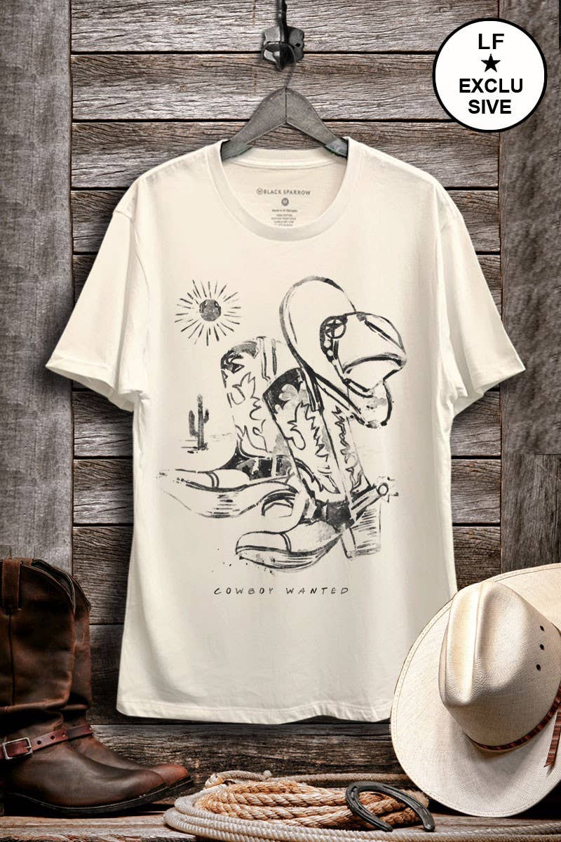 Cowboy Wanted Boots Graphic Top - Adult & Kids T-Shirts, Sweatshirts & Hoodies apparel design preview 1