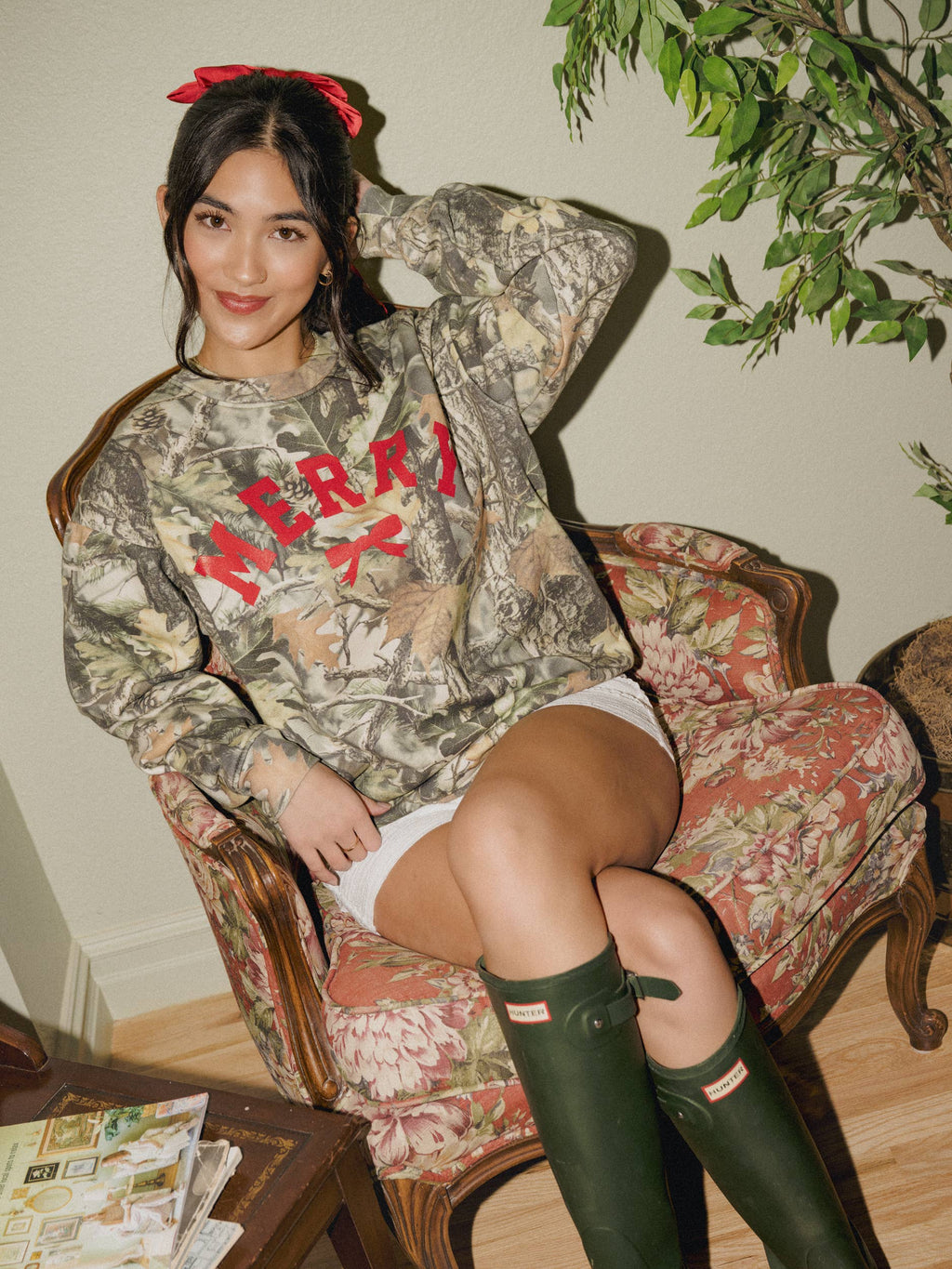 Merry Bow Holiday Christmas Camo - Adult & Kids T-Shirts, Sweatshirts & Hoodies apparel design preview 1