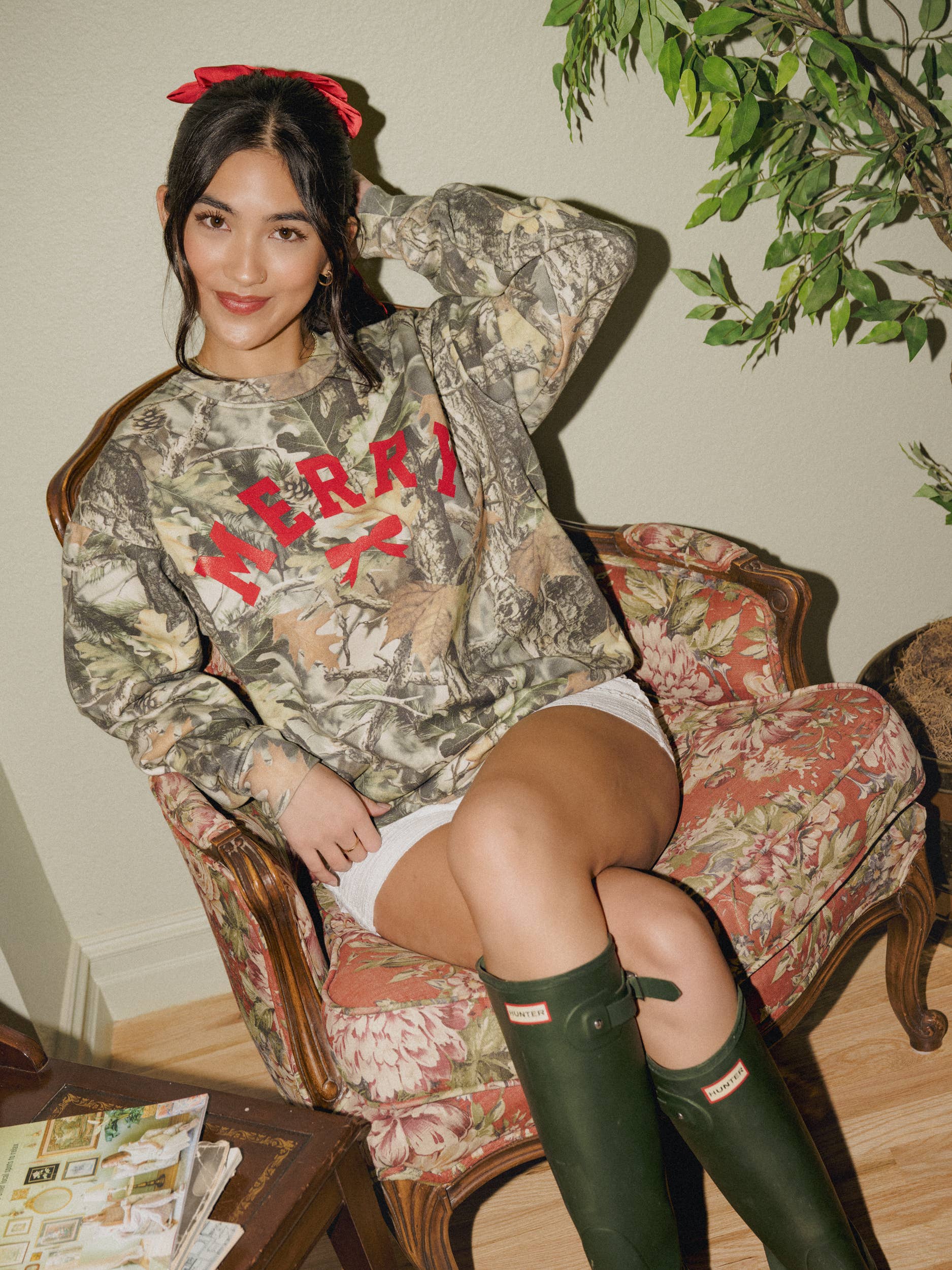 Merry Bow Holiday Christmas Camo - Adult & Kids T-Shirts, Sweatshirts & Hoodies apparel design preview 1