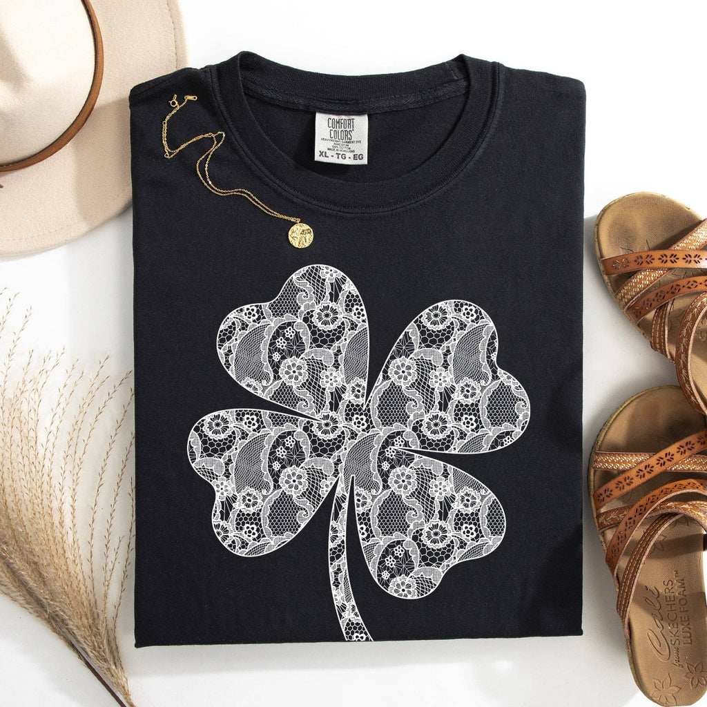 Lace, Coquette St Patrick's Day, Shamrock, Clover, - Adult & Kids T-Shirts, Sweatshirts & Hoodies apparel design preview 1