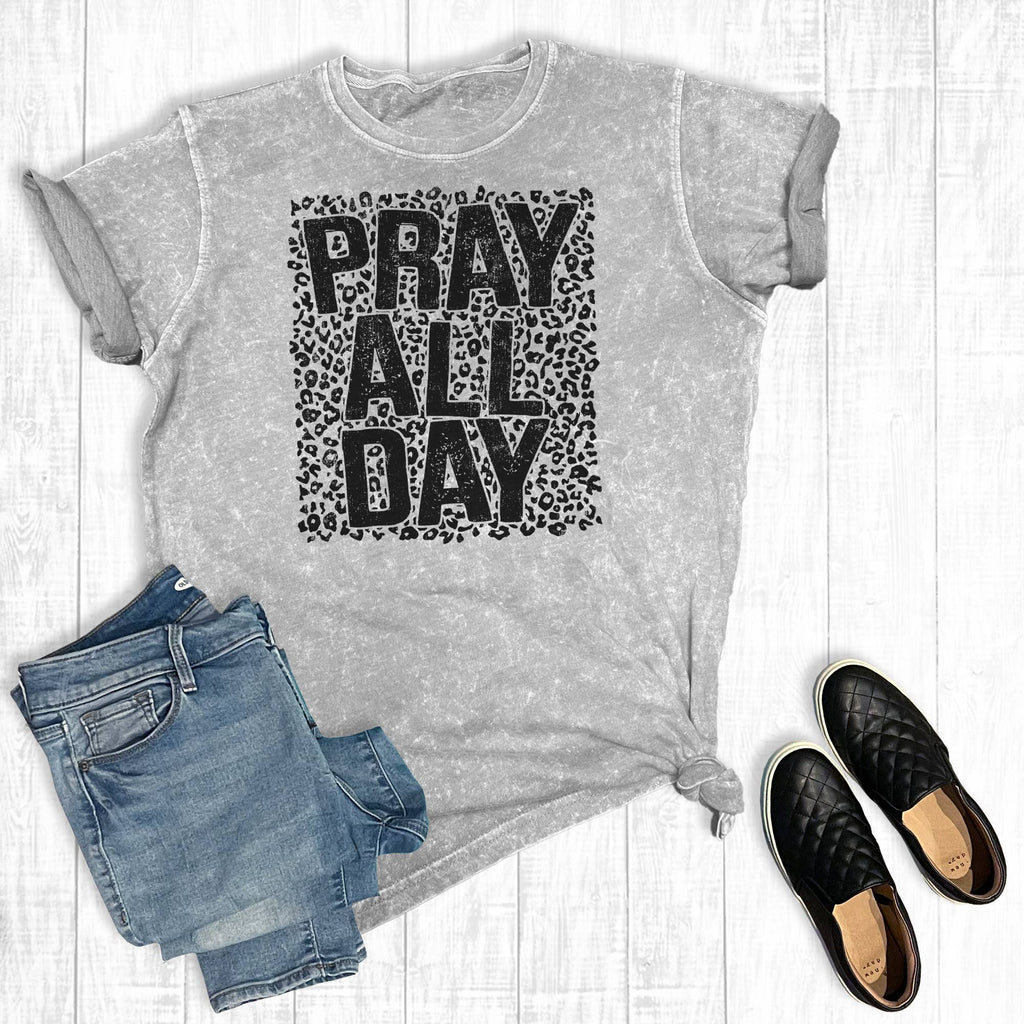 Pray All Day Mineral Wash Graphic - Adult & Kids T-Shirts, Sweatshirts & Hoodies apparel design preview 1